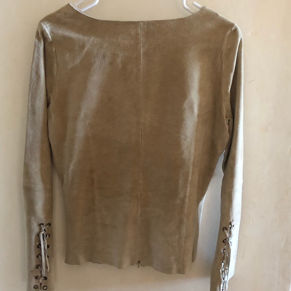 Leather lace-front top - Picture 2 of 2